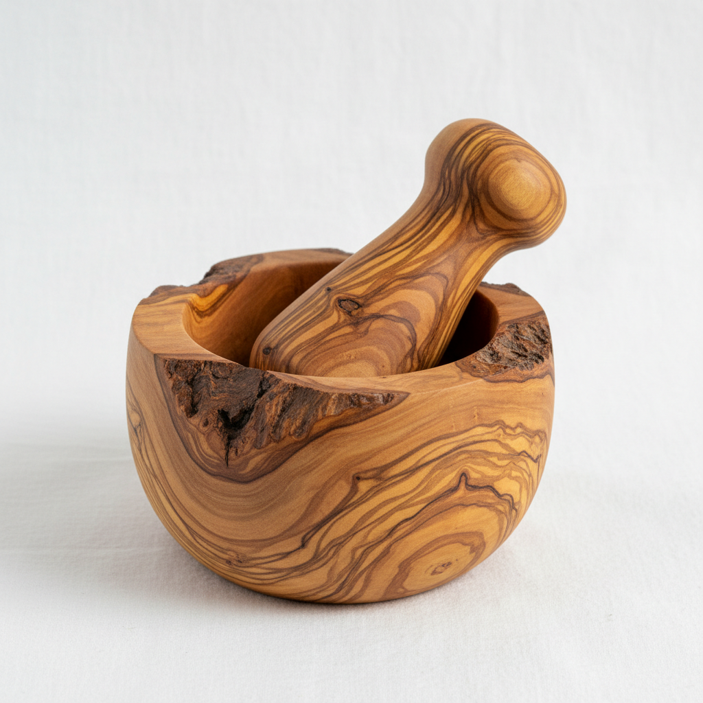 Olive Wood Mortar and Pestle - Handmade
